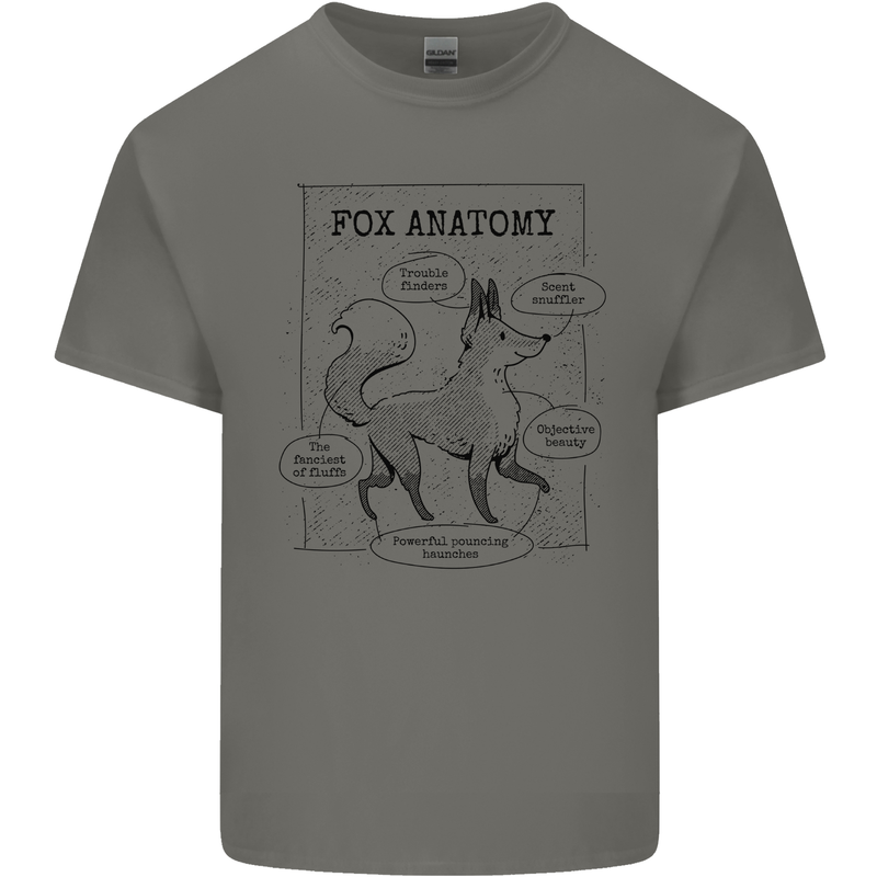 Fox Anatomy Mens Cotton T-Shirt Tee Top Charcoal