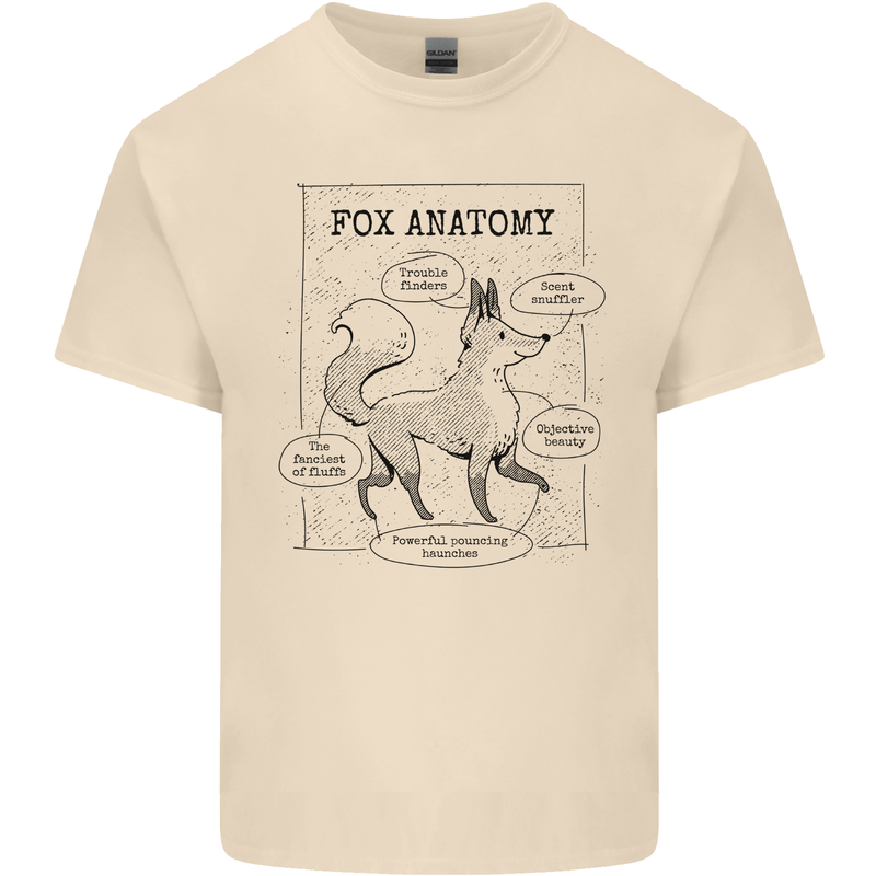 Fox Anatomy Mens Cotton T-Shirt Tee Top Natural