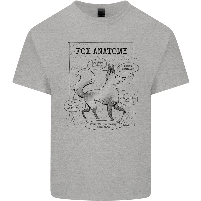 Fox Anatomy Mens Cotton T-Shirt Tee Top Sports Grey
