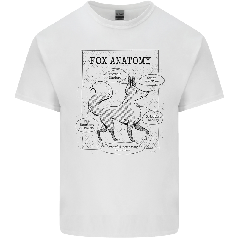 Fox Anatomy Mens Cotton T-Shirt Tee Top White