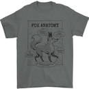 Fox Anatomy Mens T-Shirt 100% Cotton Charcoal