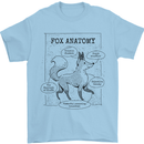 Fox Anatomy Mens T-Shirt 100% Cotton Light Blue