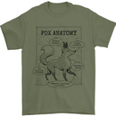 Fox Anatomy Mens T-Shirt 100% Cotton Military Green