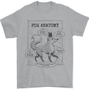 Fox Anatomy Mens T-Shirt 100% Cotton Sports Grey