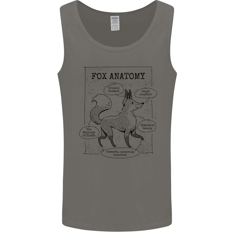 Fox Anatomy Mens Vest Tank Top Charcoal