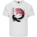 Fox And Sakura Japanese Cherry Blossom Moon Mens Cotton T-Shirt Tee Top White