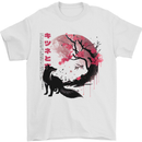 Fox And Sakura Japanese Cherry Blossom Moon Mens T-Shirt 100% Cotton White