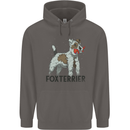 Fox Terrier With a Toy Dog Mens 80% Cotton Hoodie Charcoal