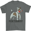Fox Terrier With a Toy Dog Mens T-Shirt 100% Cotton Charcoal