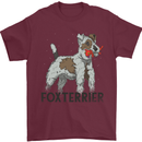 Fox Terrier With a Toy Dog Mens T-Shirt 100% Cotton Maroon
