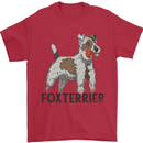 Fox Terrier With a Toy Dog Mens T-Shirt 100% Cotton Red