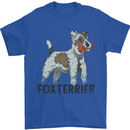 Fox Terrier With a Toy Dog Mens T-Shirt 100% Cotton Royal Blue