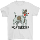 Fox Terrier With a Toy Dog Mens T-Shirt 100% Cotton White