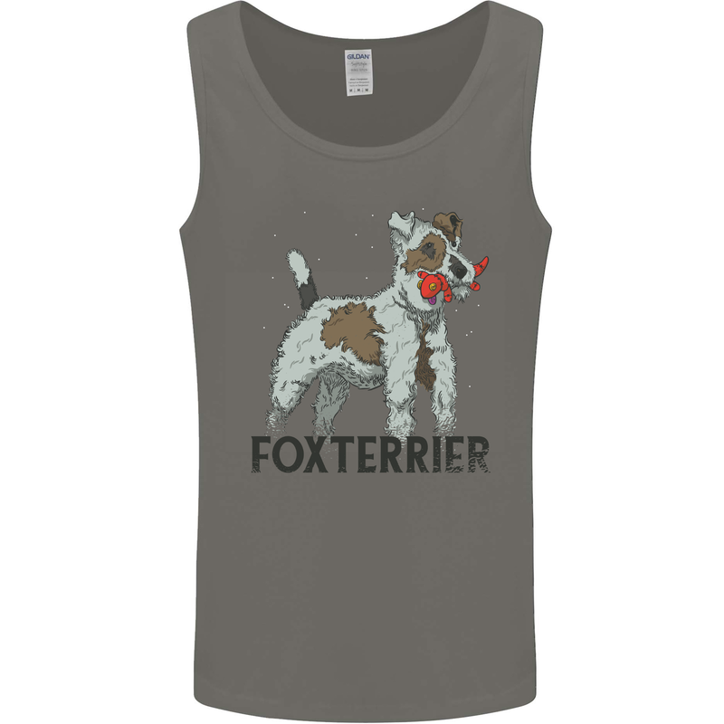 Fox Terrier With a Toy Dog Mens Vest Tank Top Charcoal