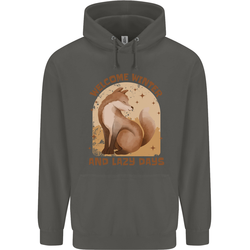 Fox Welcome Winter and Lazy Days Childrens Kids Hoodie Storm Grey