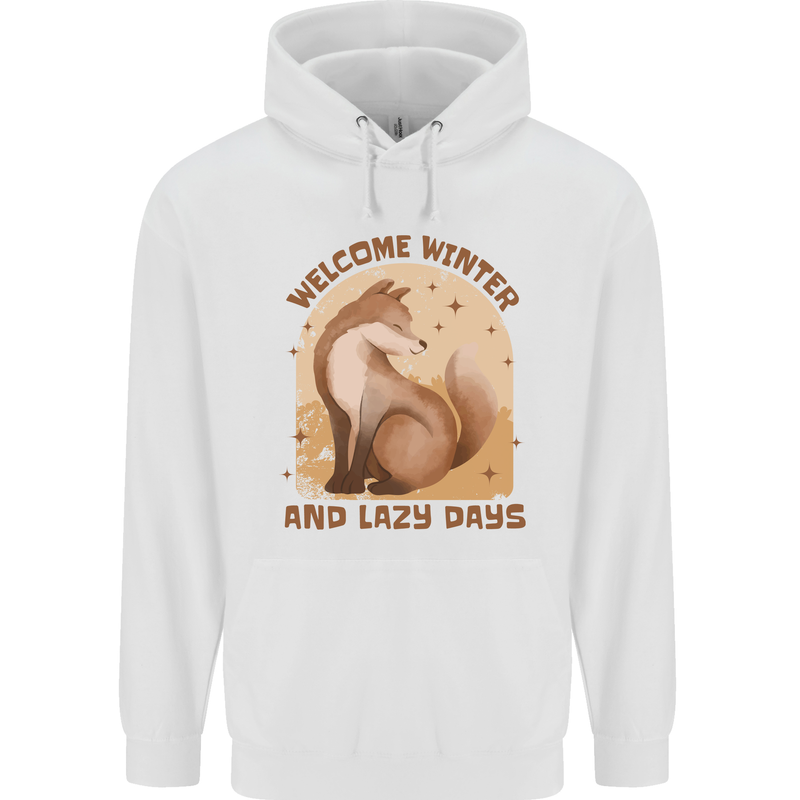 Fox Welcome Winter and Lazy Days Childrens Kids Hoodie White