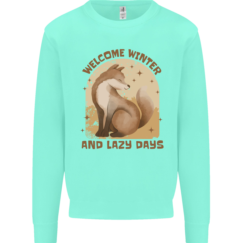 Fox Welcome Winter and Lazy Days Kids Sweatshirt Jumper Peppermint