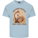 Fox Welcome Winter and Lazy Days Kids T-Shirt Childrens Light Blue