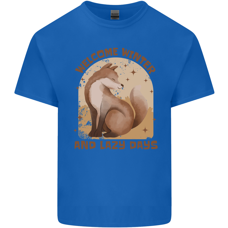 Fox Welcome Winter and Lazy Days Kids T-Shirt Childrens Royal Blue