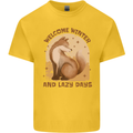 Fox Welcome Winter and Lazy Days Kids T-Shirt Childrens Yellow