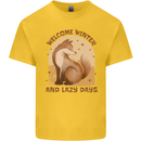 Fox Welcome Winter and Lazy Days Kids T-Shirt Childrens Yellow
