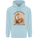 Fox Welcome Winter and Lazy Days Mens 80% Cotton Hoodie Light Blue