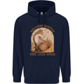Fox Welcome Winter and Lazy Days Mens 80% Cotton Hoodie Navy Blue