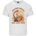 Fox Welcome Winter and Lazy Days Mens Cotton T-Shirt Tee Top White
