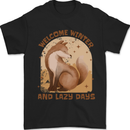 Fox Welcome Winter and Lazy Days Mens T-Shirt 100% Cotton Black