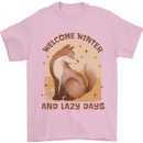 Fox Welcome Winter and Lazy Days Mens T-Shirt 100% Cotton Light Pink