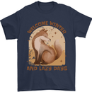 Fox Welcome Winter and Lazy Days Mens T-Shirt 100% Cotton Navy Blue