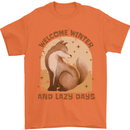 Fox Welcome Winter and Lazy Days Mens T-Shirt 100% Cotton Orange