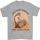 Fox Welcome Winter and Lazy Days Mens T-Shirt 100% Cotton Sports Grey