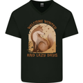 Fox Welcome Winter and Lazy Days Mens V-Neck Cotton T-Shirt Black