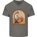 Fox Welcome Winter and Lazy Days Mens V-Neck Cotton T-Shirt Charcoal