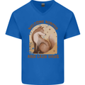 Fox Welcome Winter and Lazy Days Mens V-Neck Cotton T-Shirt Royal Blue
