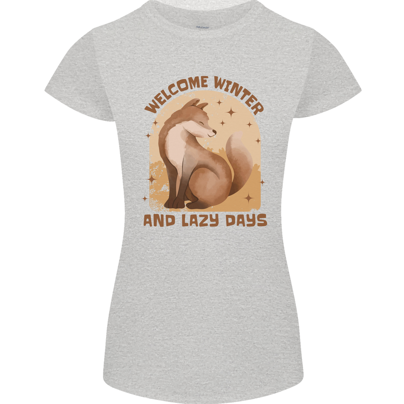 Fox Welcome Winter and Lazy Days Womens Petite Cut T-Shirt Sports Grey