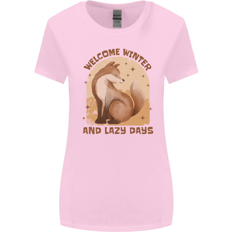 Fox Welcome Winter and Lazy Days Womens Wider Cut T-Shirt Light Pink