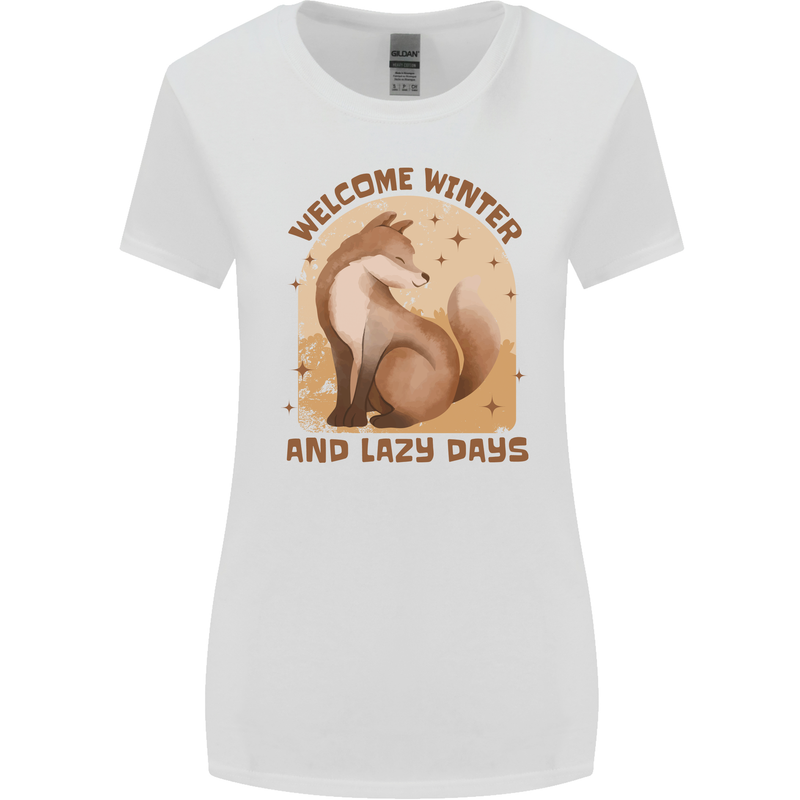 Fox Welcome Winter and Lazy Days Womens Wider Cut T-Shirt White