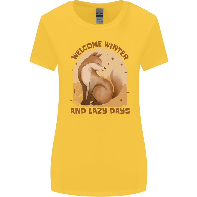 Fox Welcome Winter and Lazy Days Womens Wider Cut T-Shirt Yellow