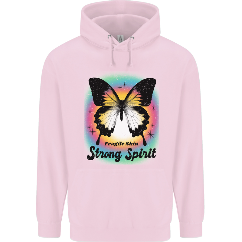 Fragile Skin Strong Spirit Butterfly Childrens Kids Hoodie Light Pink