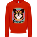 Fragile Skin Strong Spirit Butterfly Kids Sweatshirt Jumper Bright Red