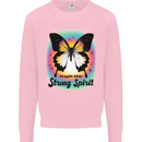 Fragile Skin Strong Spirit Butterfly Kids Sweatshirt Jumper Light Pink
