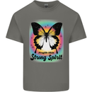 Fragile Skin Strong Spirit Butterfly Kids T-Shirt Childrens Charcoal