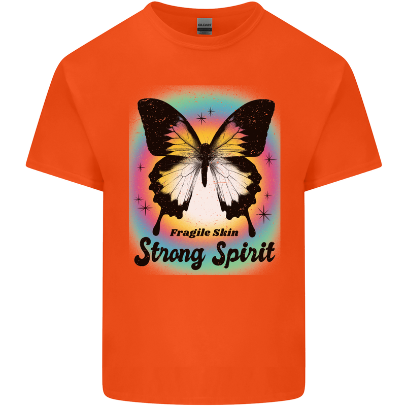 Fragile Skin Strong Spirit Butterfly Kids T-Shirt Childrens Orange