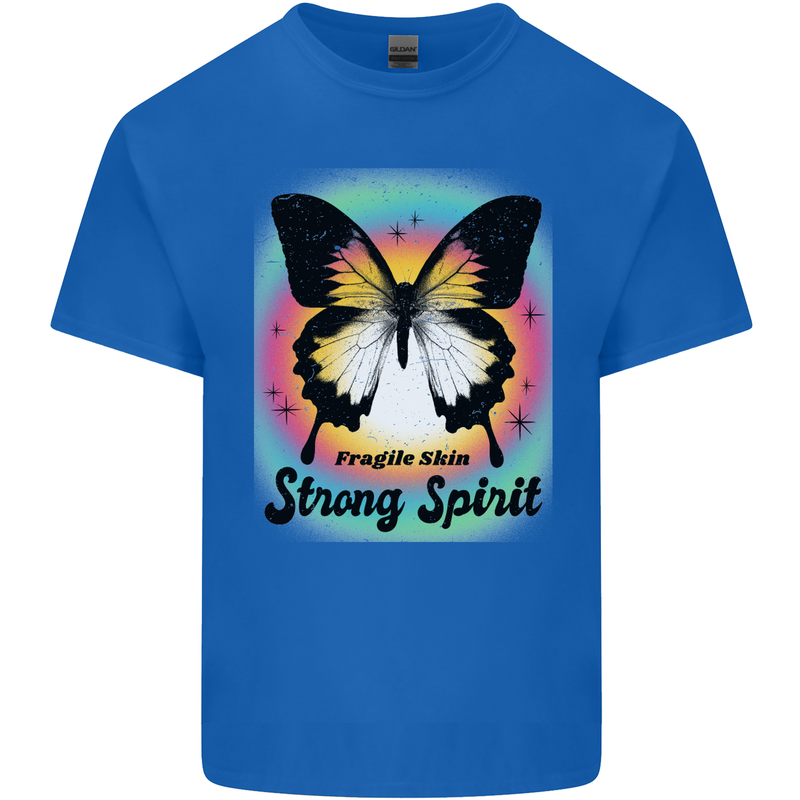 Fragile Skin Strong Spirit Butterfly Kids T-Shirt Childrens Royal Blue