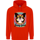 Fragile Skin Strong Spirit Butterfly Mens 80% Cotton Hoodie Bright Red