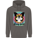 Fragile Skin Strong Spirit Butterfly Mens 80% Cotton Hoodie Charcoal