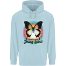 Fragile Skin Strong Spirit Butterfly Mens 80% Cotton Hoodie Light Blue