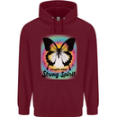 Fragile Skin Strong Spirit Butterfly Mens 80% Cotton Hoodie Maroon